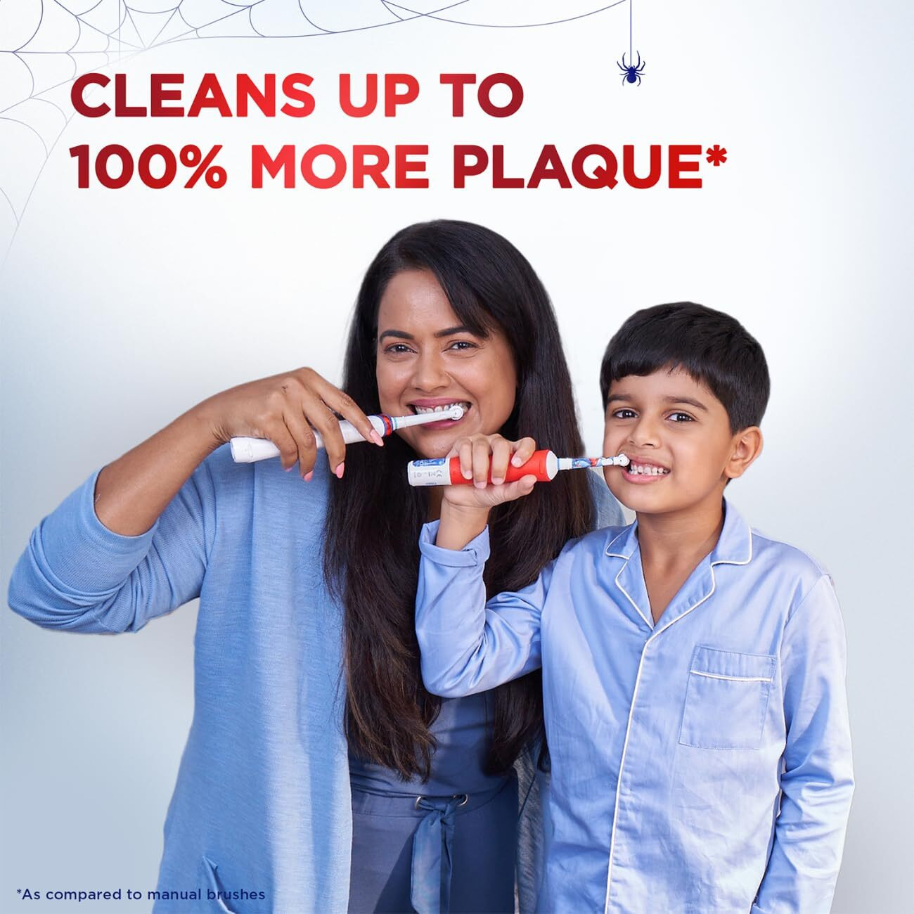 Oral B Kids Spiderman Rechargeable Rotating Electric Toothbrush, 2 Brushing Modes (Daily & Sensitive), 2 Min Timer With Quadpacer, 2 Year Warranty By Oral-B, Ipx7 Water Resistant, Round Brush Head