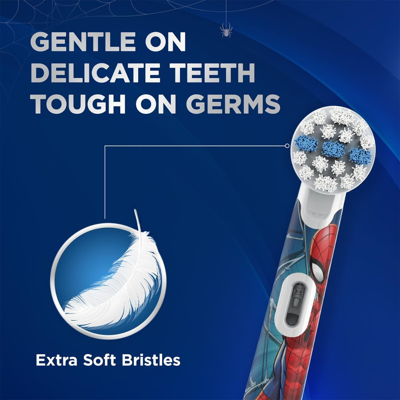 Oral B Kids Spiderman Rechargeable Rotating Electric Toothbrush, 2 Brushing Modes (Daily & Sensitive), 2 Min Timer With Quadpacer, 2 Year Warranty By Oral-B, Ipx7 Water Resistant, Round Brush Head