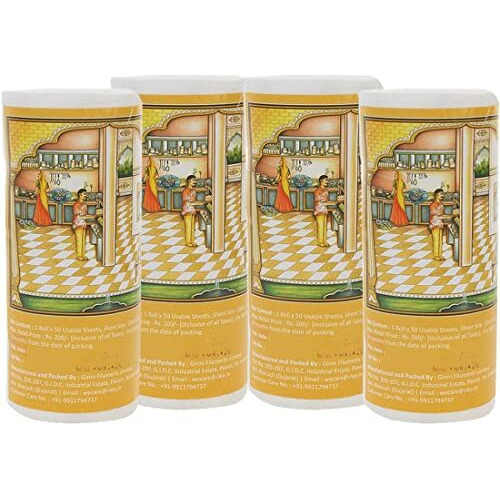 Superwipe Kitchen Tissue, Non-Woven Fabric, Reusable And Washable Kitchen Roll, Multi Purpose 2X Extra Absorbent (20 Cm * 22 Cm) (70 Gsm) (200 Pulls)
