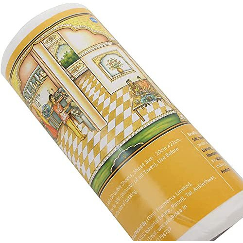 Superwipe Kitchen Tissue, Non-Woven Fabric, Reusable And Washable Kitchen Roll, Multi Purpose 2X Extra Absorbent (20 Cm * 22 Cm) (70 Gsm) (200 Pulls)