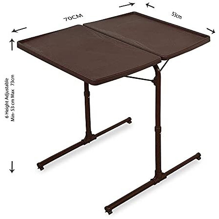 Bi3 Table Dual Top Multipurpose Laptop Study Dinning Portable Table Strong Adjustable Height (Brown) (Metal)