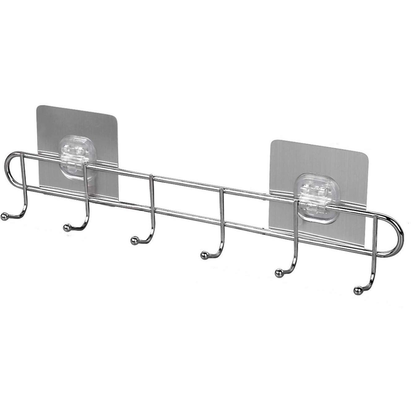 Adtala Waterproof And Oil Proof, Nail Free Transparent Heavy Duty Stainless Steel Wall Hook And Ceiling Hanger (6 Pcs - 5Kg Load Capacity, Code-144)