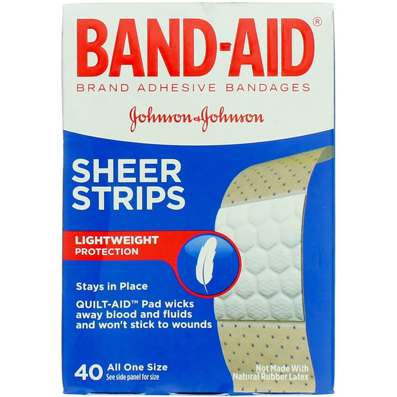 Band-Aid Brand Tru-Stay Sheer Strips Adhesive Bandages For First Aid And Wound Care, All One Size, 40 Ct