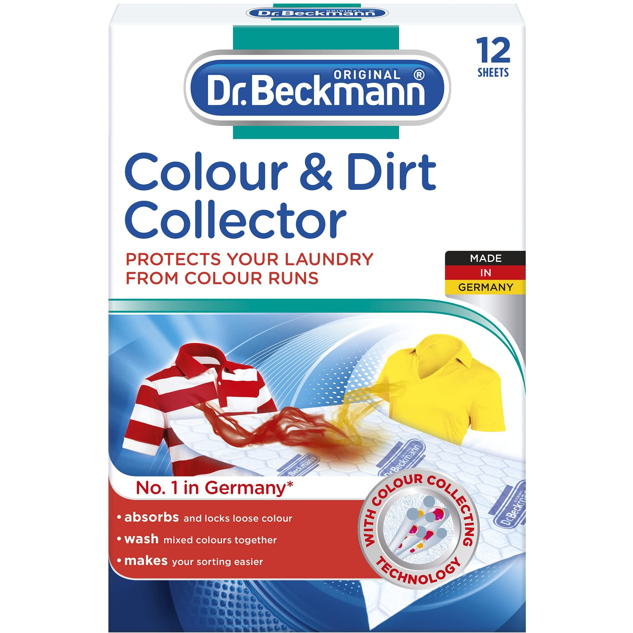 Dr Beckmann Colour & Dirt Collector Advanced, 12 Sheets | For Long Lasting Colour Protection Of Laundry | With Microfibre 36 Sheets - 3X12 Colour Catcher Sheets For Washing Machine, Pack Of 36