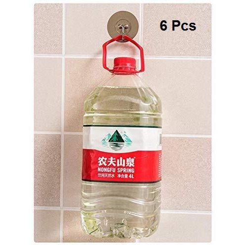 Adtala Waterproof And Oil Proof Nail-Free Adhesive Plastic Round Wall Hooks And Ceiling Hanger (Transparent, 13.2Lb Max, Code-127) -6 Pieces