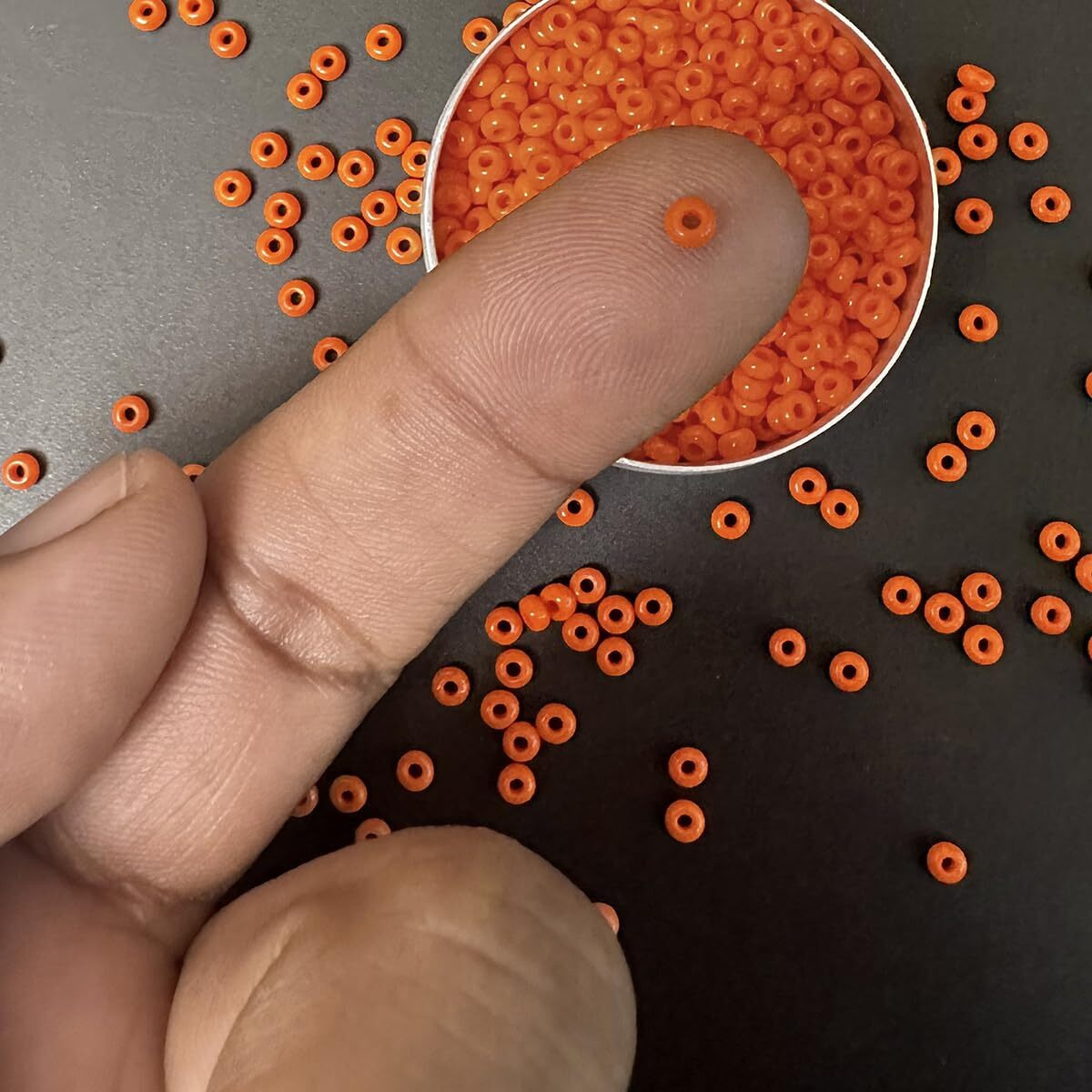 Embroiderymaterial 8/0 Orange Color Beads For Jewellery Making, Craft, Bracelet Making, Embroidery Work, Hair Accessories, Hair Band Making, Bag Making Etc. (100 Gram, 8/0, 3Mm)