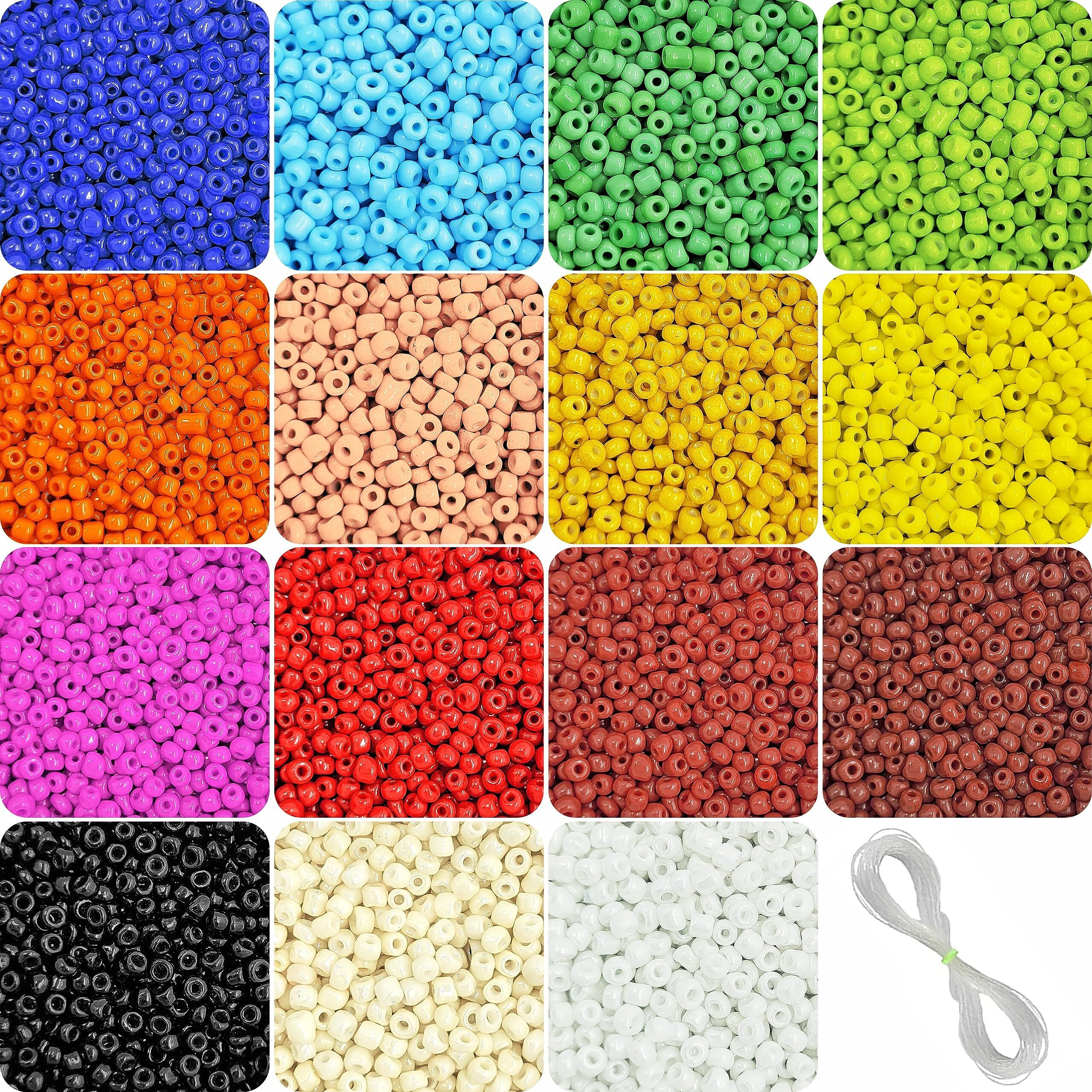 Indikonb 18000 Pc - Opaque Seed Beads 11/0 2 Mm For Jewellery Making Material For Earring, Necklace, Bracelet Jewelry Making Set For Girls And Women (Opaque And Neon Small Multicolor Seed Beads)