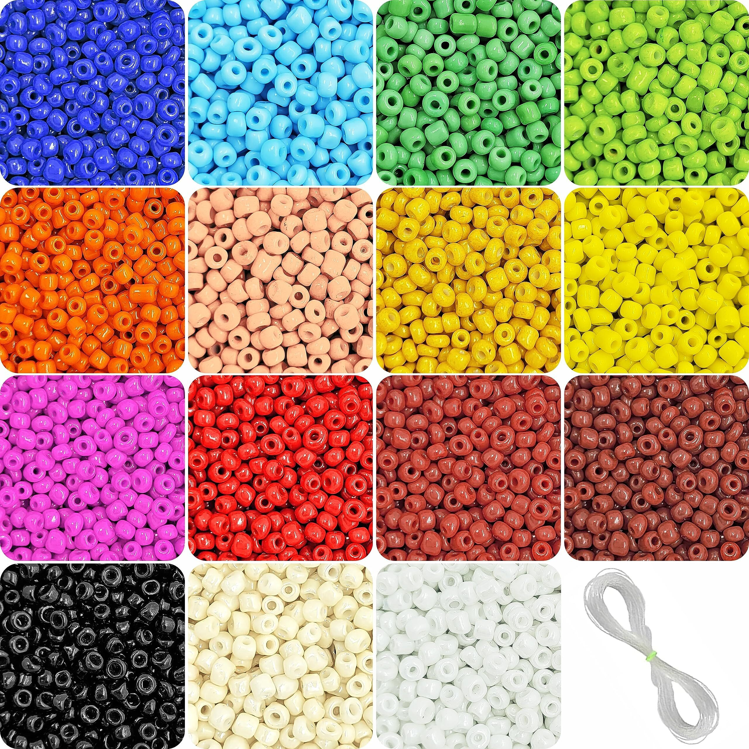 Indikonb 3000 Pc - Opaque Seed Beads 6/0 4 Mm For Jewellery Making Material For Earring, Necklace, Bracelet Jewelry Making Set For Girls And Women - Opaque And Neon Small Multicolor Seed Beads