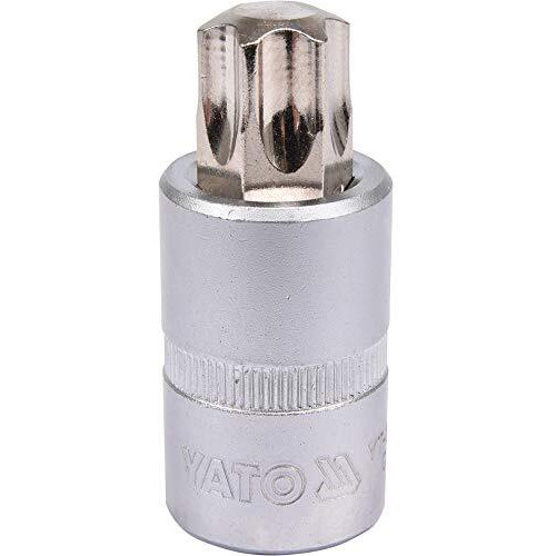 Yato T70 Socket Bit, 1/2 Inch Drive, Chrome-Plated Cap, Suitable For Torx T70 Fasteners, Industrial Tool