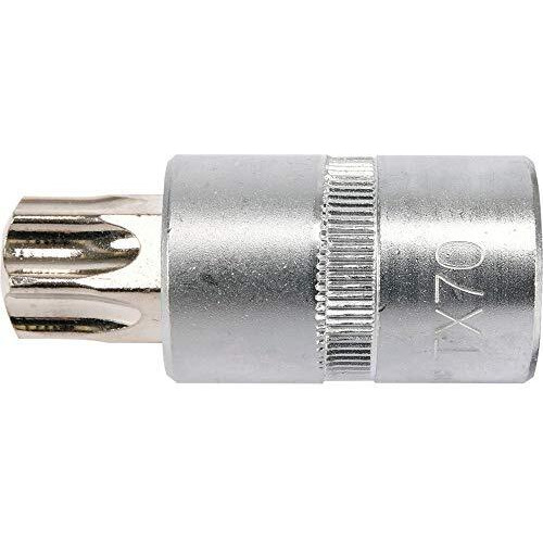 Yato T70 Socket Bit, 1/2 Inch Drive, Chrome-Plated Cap, Suitable For Torx T70 Fasteners, Industrial Tool