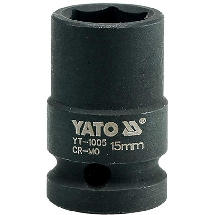 Yato Yt-1005 Impact Socket 1/2Inch X15Mm|Impact Socket Wrench Adaptor|Power Tools|Home Tools|Industrial Tools|Mechanical Tools|Automotive|Crmoscm-440|Crv50Bv30|Black Phosphated|Cold Forged|Socket Set