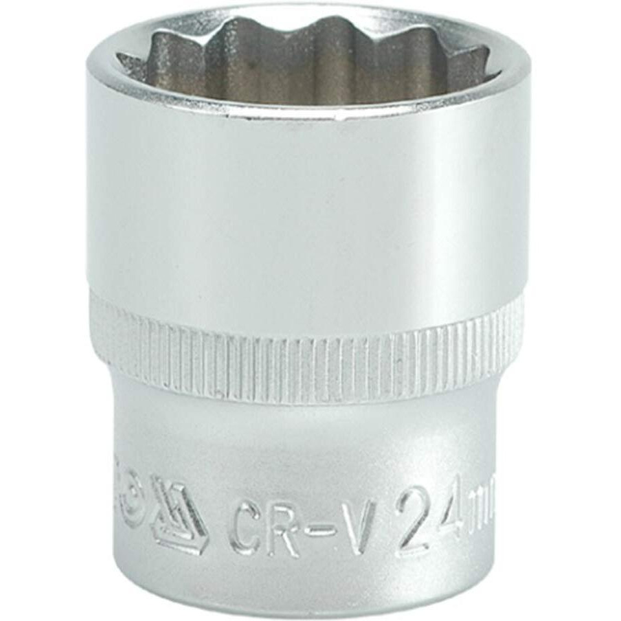 Yato Yt-1286 Bihexagonal Socket Of Size 24Mm & Length 38Mm Suitable For 1/2 Inch Drive Socket Wrench Set |Din3121 Crv Chromium Satin Plated Steel|Socket Tool Box|Use Mechanical Tools|Industrial Tool