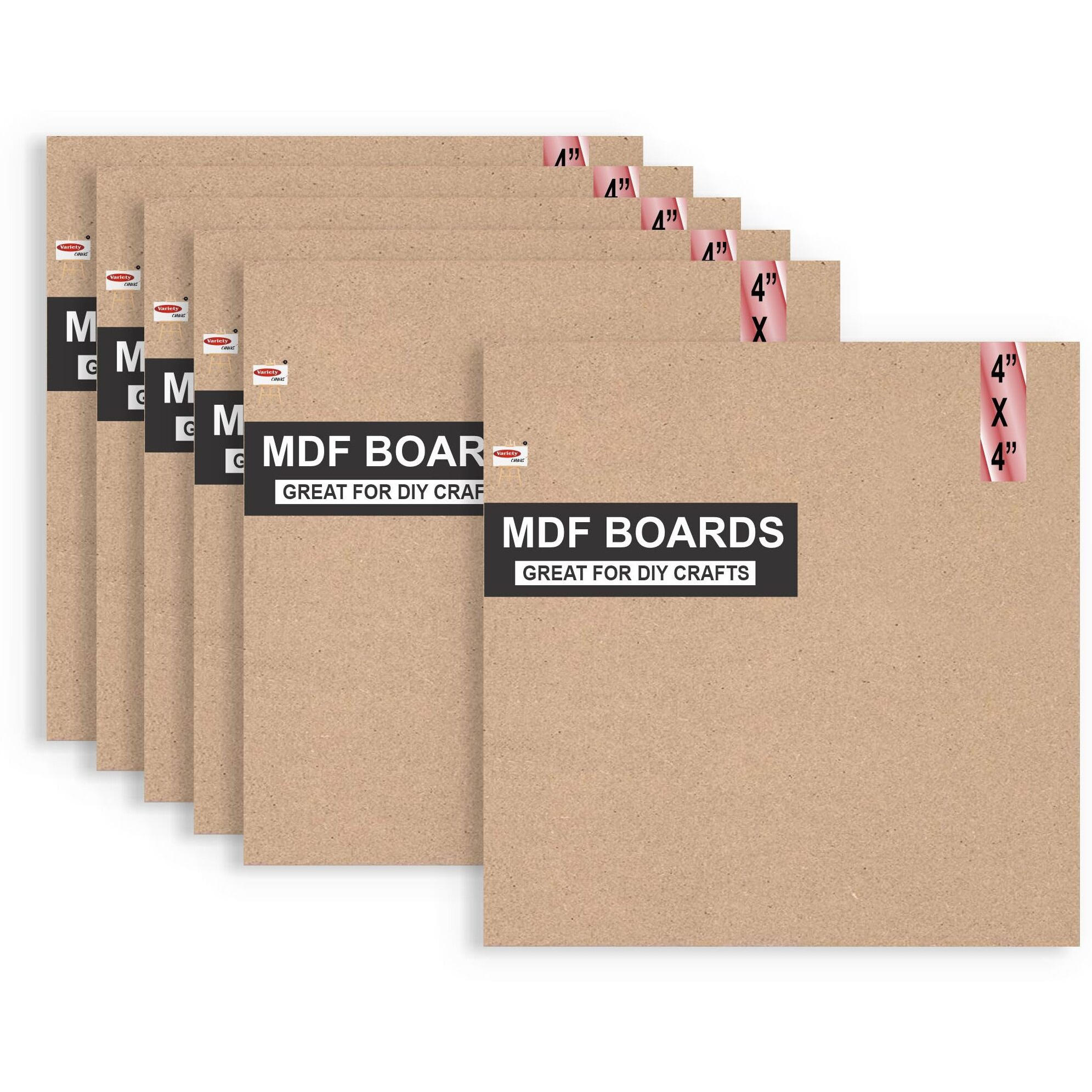 Variety Canvas 6 Piece A4 Size Mdf Boards For Art And Craft, Wood Mdf Sheets For Craft Work, Diy Mdf Cutouts (4 X 4 Mdf Board)