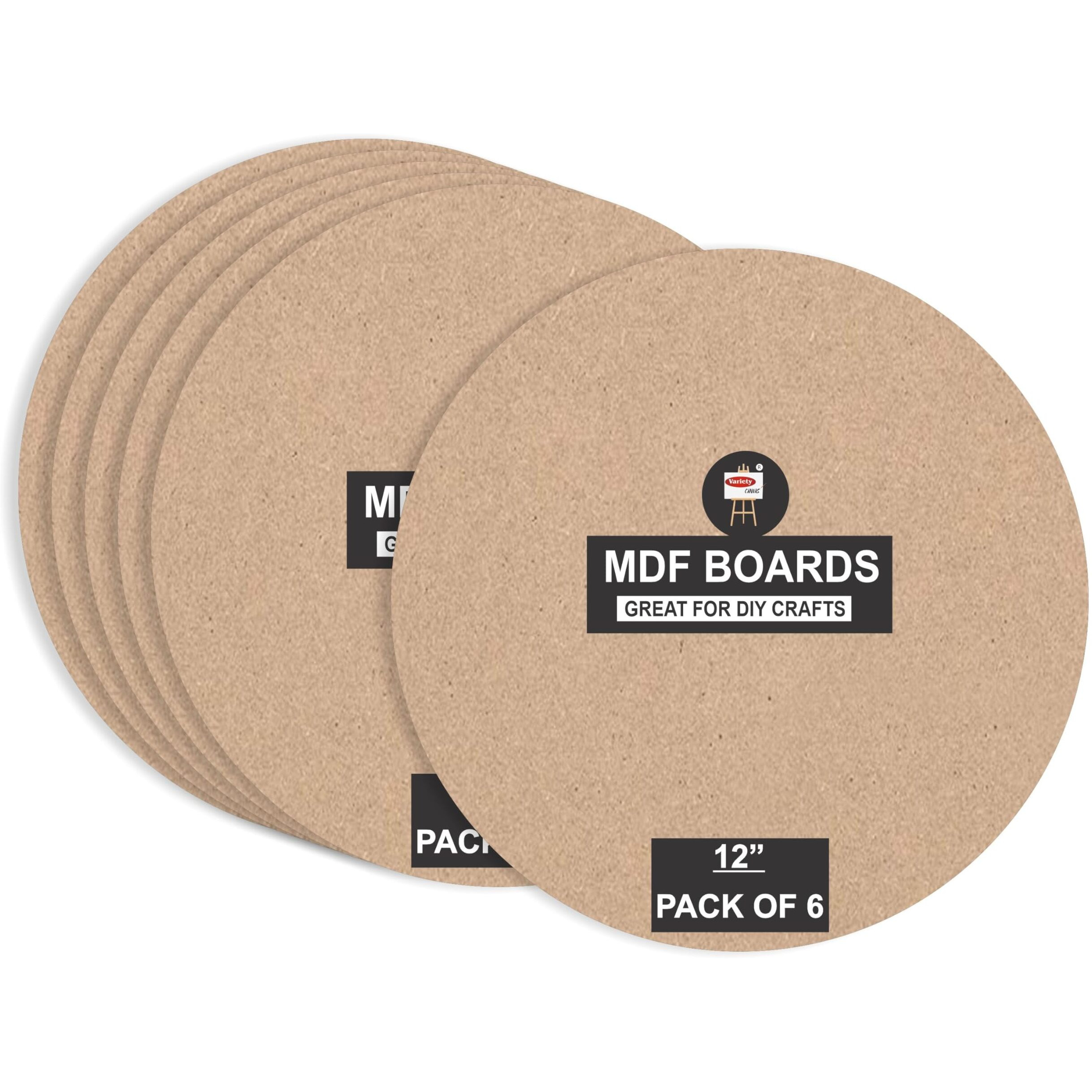 Variety Canvas 6 Piece Round Mdf Boards For Art And Craft, Wood Round Mdf Sheets For Craft Work, Diy Mdf Cutouts (12 X 12 Round Mdf Board)