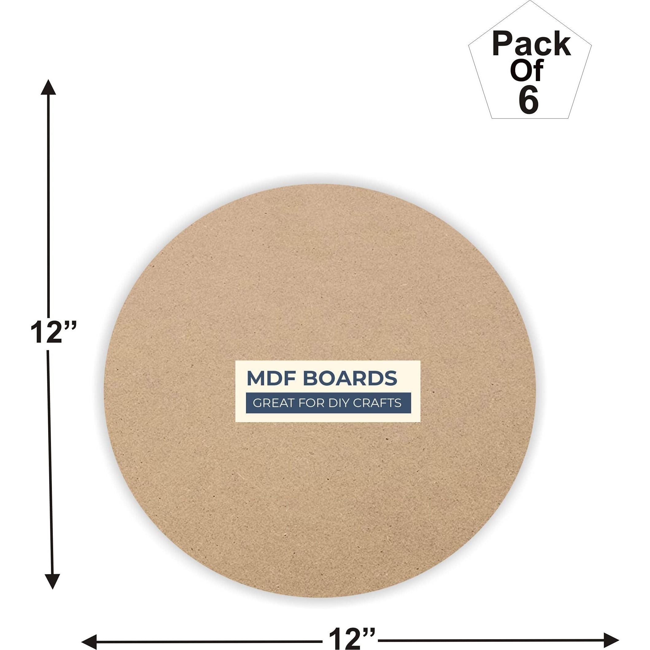 Variety Canvas 6 Piece Round Mdf Boards For Art And Craft, Wood Round Mdf Sheets For Craft Work, Diy Mdf Cutouts (12 X 12 Round Mdf Board)