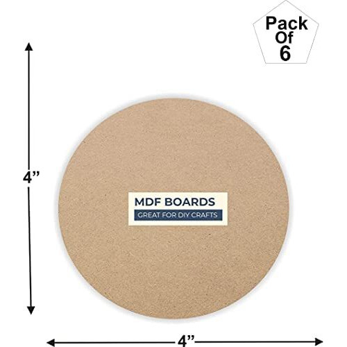 Variety Canvas 6 Piece Round Mdf Boards For Art And Craft, Wood Round Mdf Sheets For Craft Work, Diy Mdf Cutouts (4 X 4 Round Mdf Board)