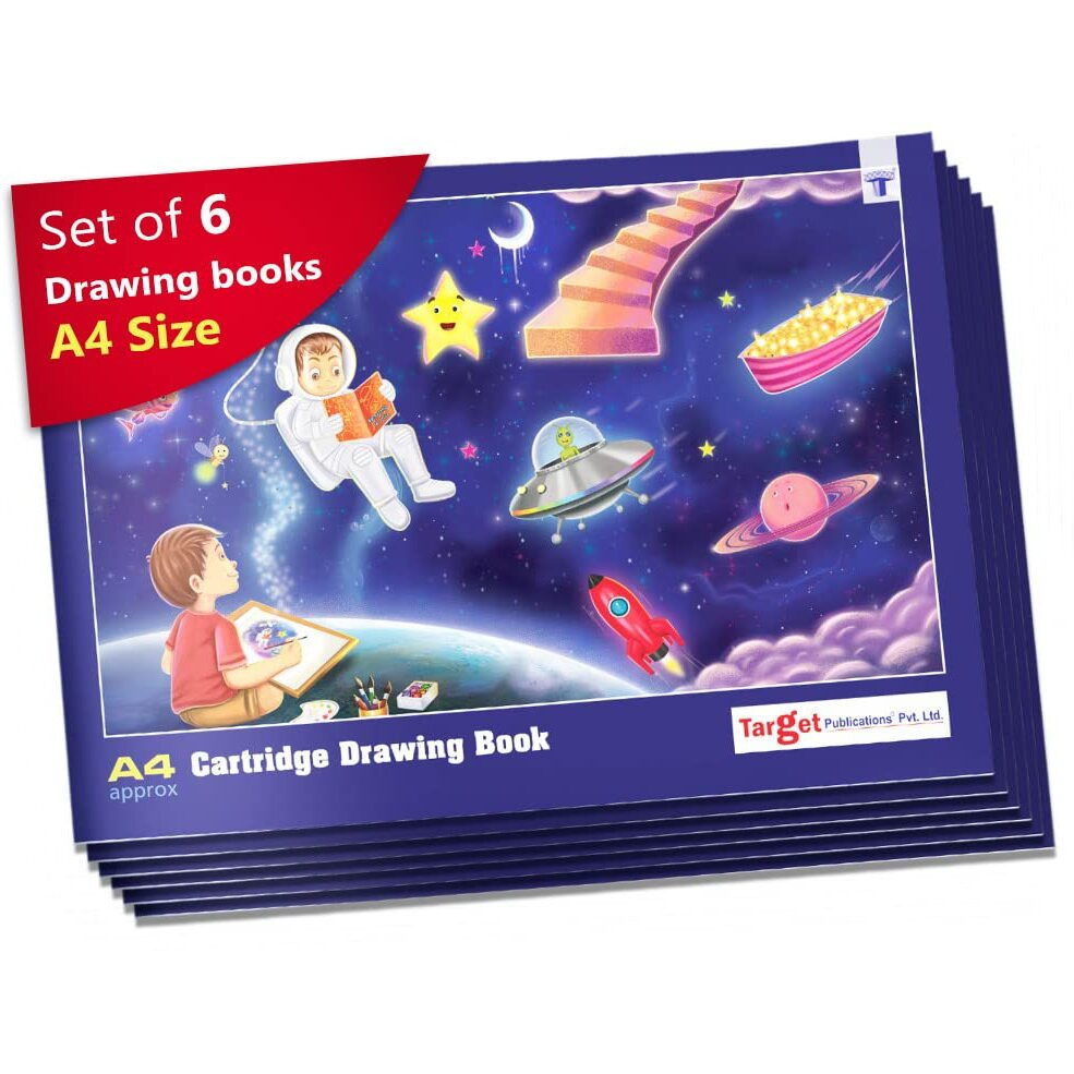 A4 Blank Drawing Book For Kids And Artists | Sketch Book For Kids And Painters | 34 Pages | White Blank Unruled Pages | 29.5 X 21 Cm Approx | Soft Cover | Sketching, Colouring & Painting | Pack Of 6