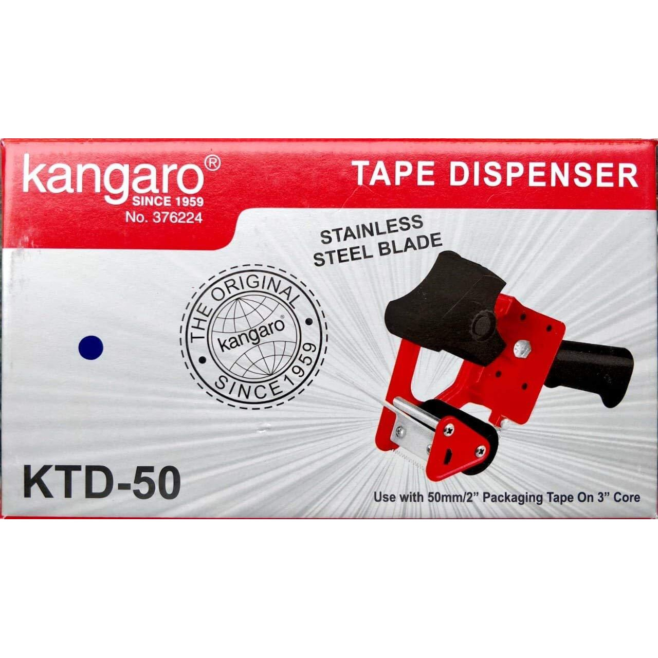 Kangaro Original Heavy Duty - Tape Dispenser - 2 Inch / 50 Mm With Stainless Steel Blade