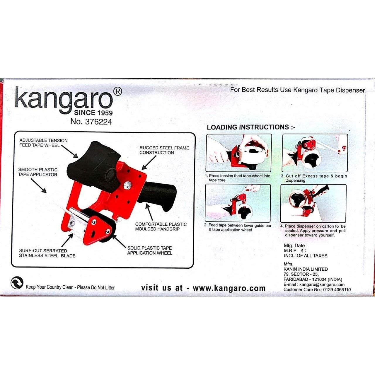 Kangaro Original Heavy Duty - Tape Dispenser - 2 Inch / 50 Mm With Stainless Steel Blade