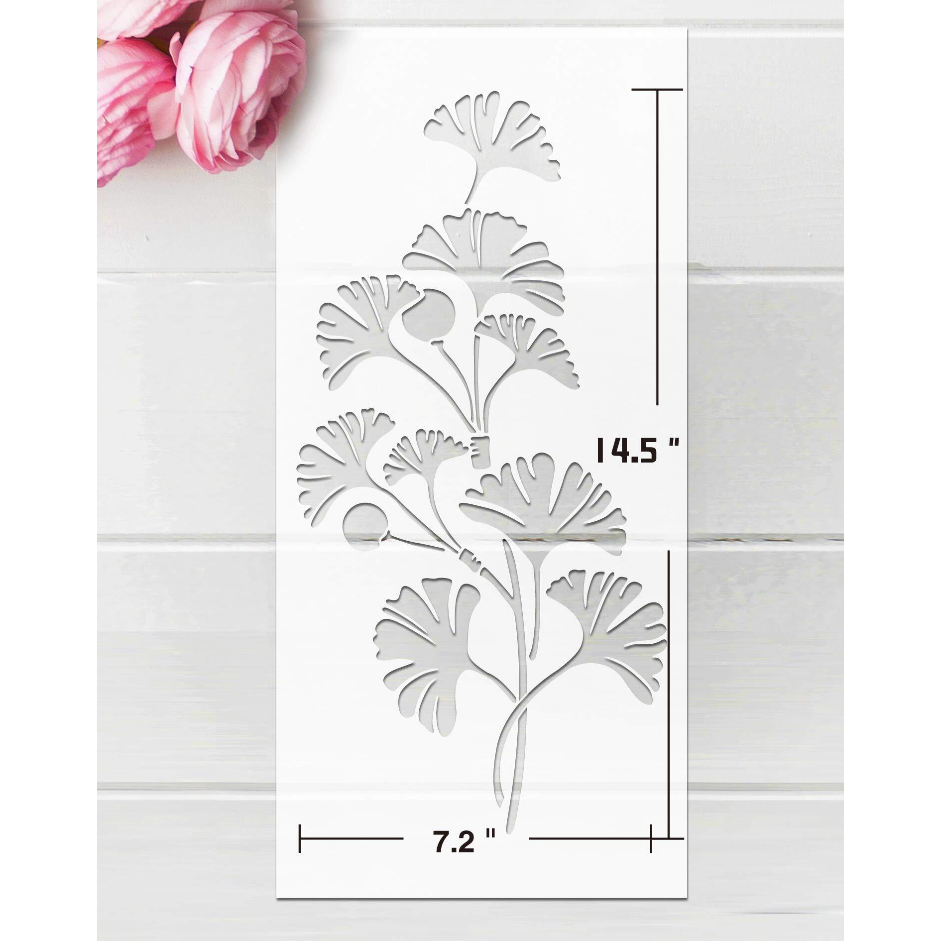 G Gss Designs Wall Art Green Leaf Painting Wall Stencil (3 Pack)-Plants Stencils For Painting On Wall Canvas Furniture Floor Fabric(8X17Inch)-Reusable Stencils Template For Artwork Painting (Sl-080)