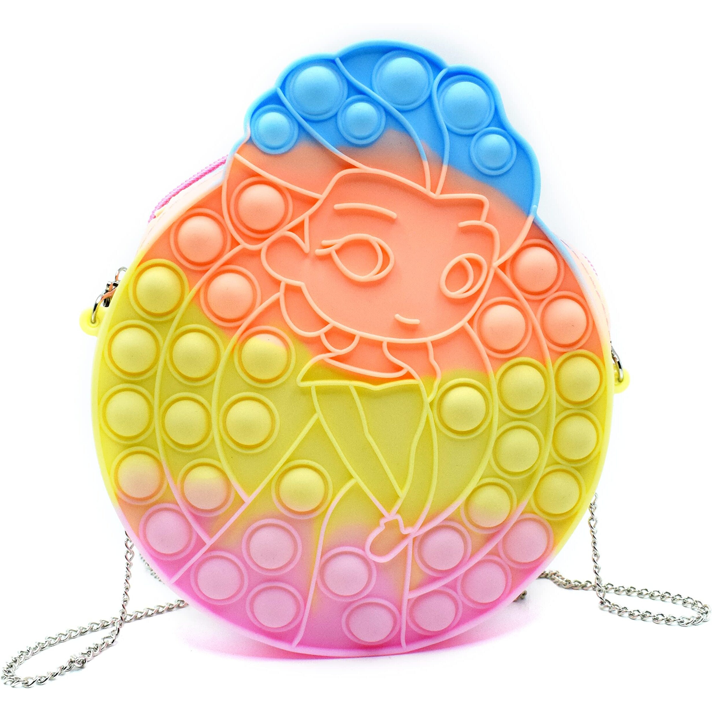Kiditos (Pop It Bag Princess Shape Sling Bag Crossbody Bags For Women Girls, Pop It Purse, Pop Fidget Shoulder Bag, Fidget Purse Push Bubble Fidget Toy Handbag Stress Relief Toy Pop Fidget Bag, Pink