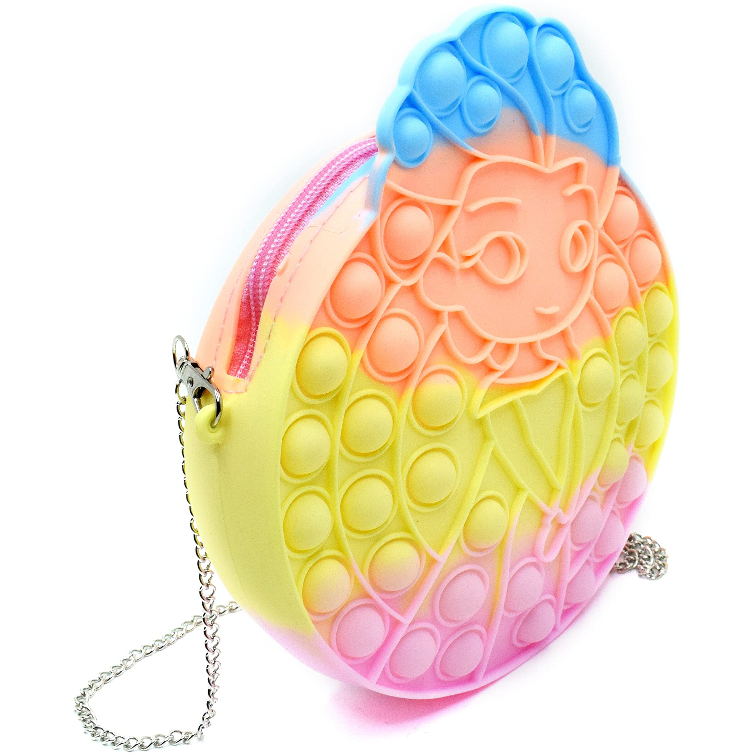 Kiditos (Pop It Bag Princess Shape Sling Bag Crossbody Bags For Women Girls, Pop It Purse, Pop Fidget Shoulder Bag, Fidget Purse Push Bubble Fidget Toy Handbag Stress Relief Toy Pop Fidget Bag, Pink