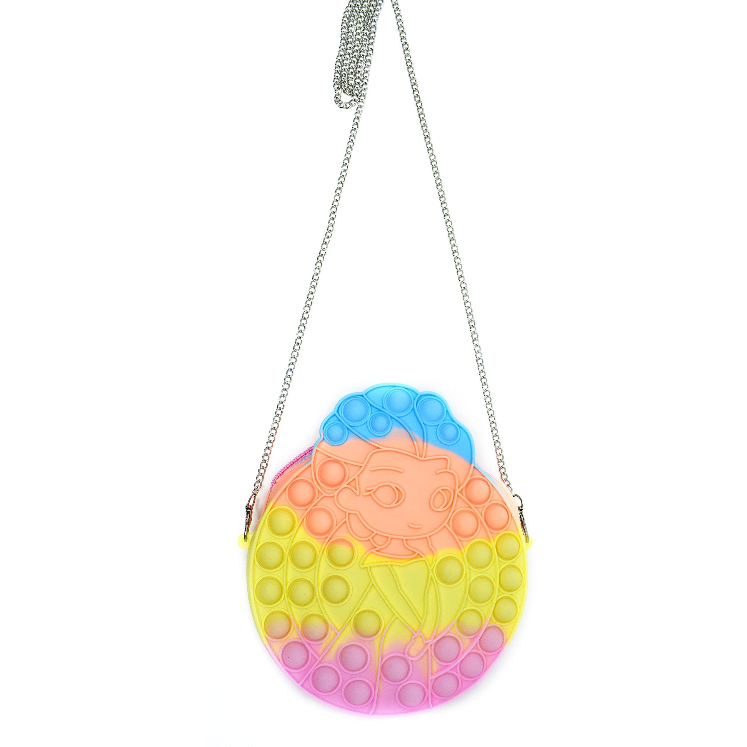 Kiditos (Pop It Bag Princess Shape Sling Bag Crossbody Bags For Women Girls, Pop It Purse, Pop Fidget Shoulder Bag, Fidget Purse Push Bubble Fidget Toy Handbag Stress Relief Toy Pop Fidget Bag, Pink