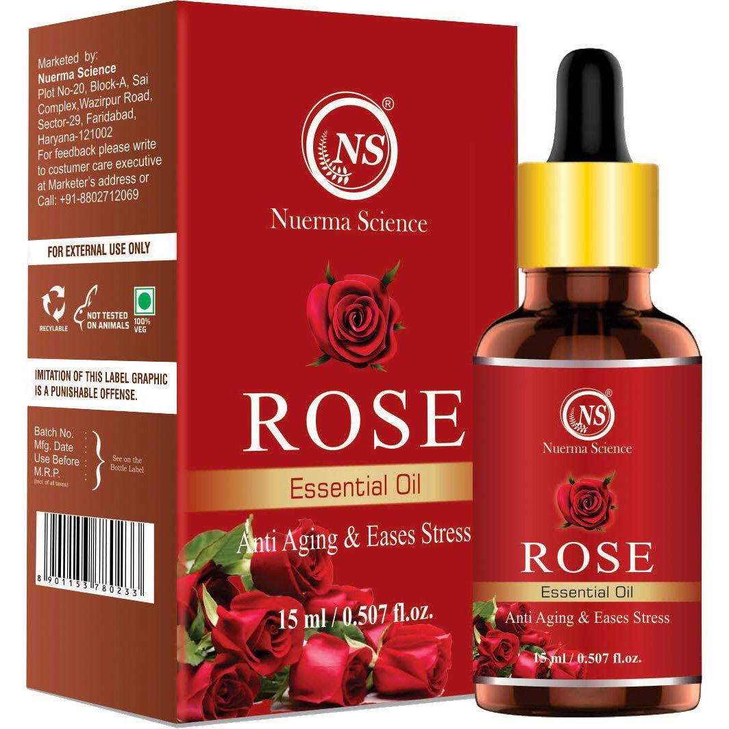 Nuerma Science Rose Essential Oil For Anti Stress, Skin Glow, Aromatheraphy (15 Ml)