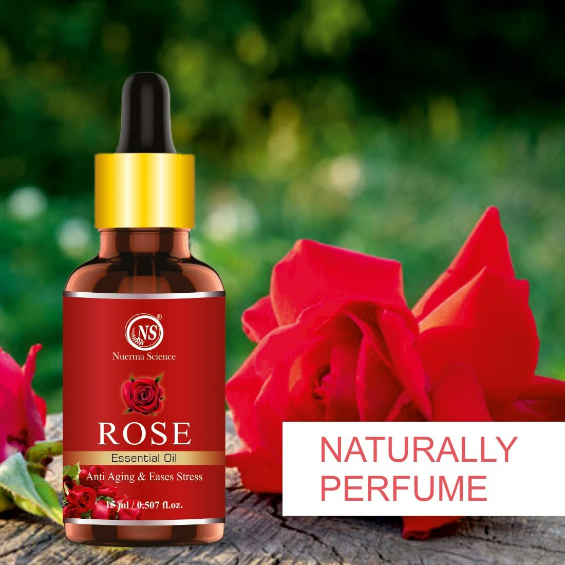 Nuerma Science Rose Essential Oil For Anti Stress, Skin Glow, Aromatheraphy (15 Ml)