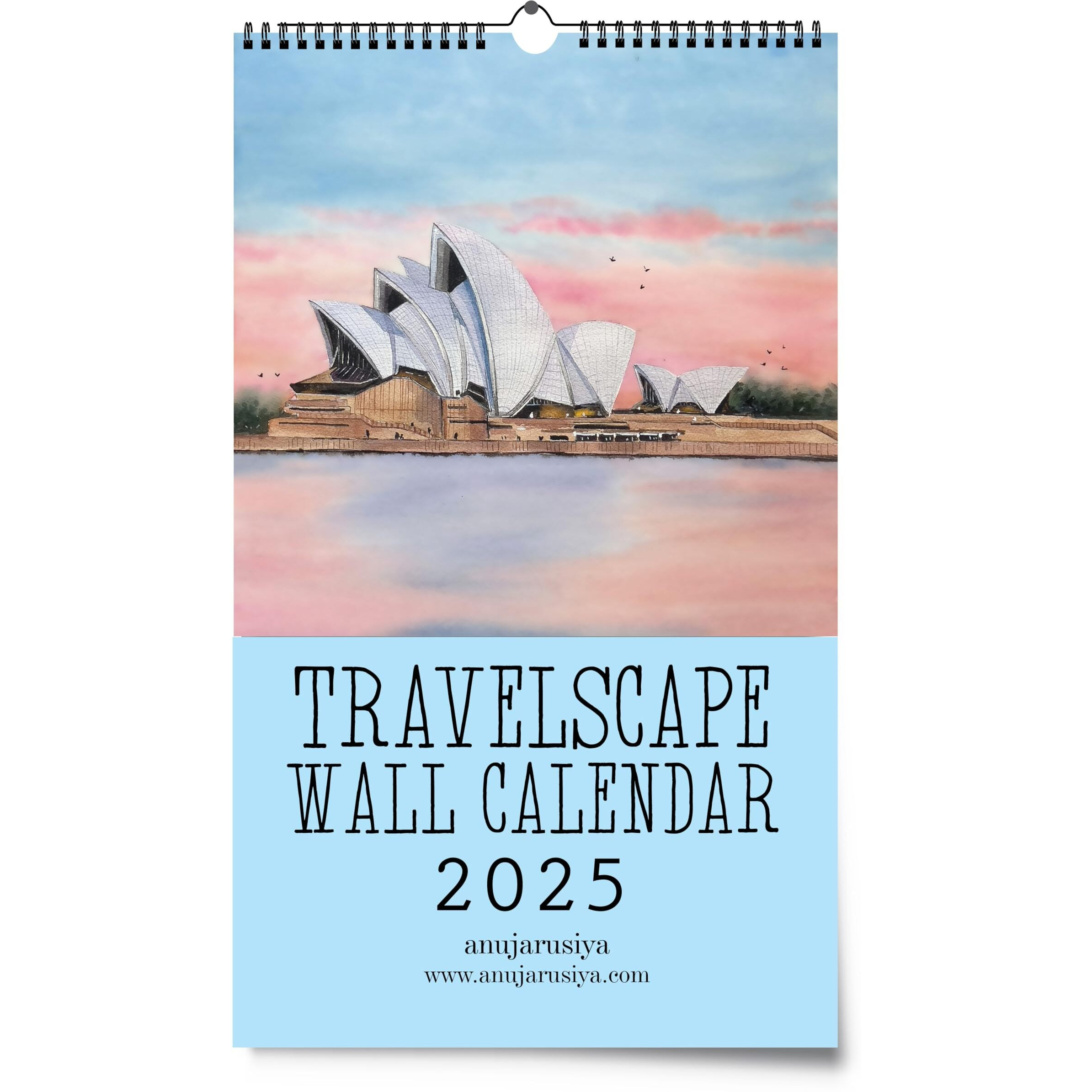 Anujarusiya Calendar 2025 Wall Hanging | 10.5&quotX17.5"| Travel Theme | A3 Size | Wall Calendar With Beautiful Destinations | Luxurious Travelscape Bucket List Monthly Calendar For 2025