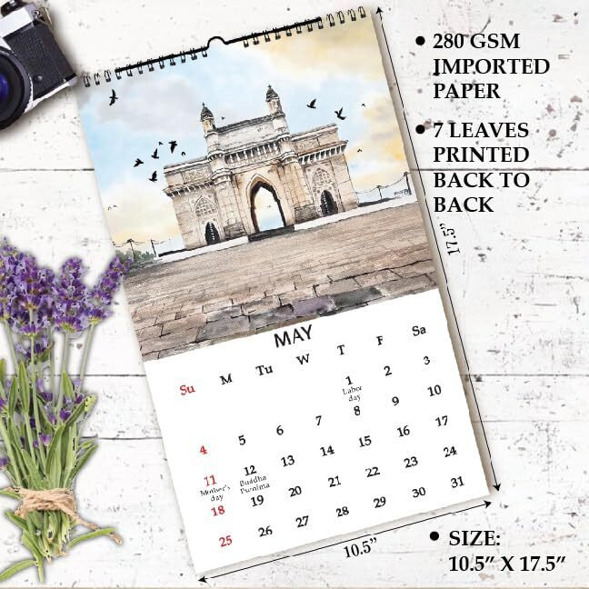 Anujarusiya Calendar 2025 Wall Hanging | 10.5&quotX17.5"| Travel Theme | A3 Size | Wall Calendar With Beautiful Destinations | Luxurious Travelscape Bucket List Monthly Calendar For 2025