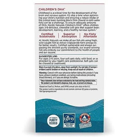 Nordic Naturals ChildrenS Dha For Omega 3 | Fish Oil For Kids 250Mg From Arctic Cod Liver Oil | Omega 3 Epa & Dha For Kids 3-6 Yrs| Brain Development & Immunity Strawberry Fish Oil 180 Mini Softgels