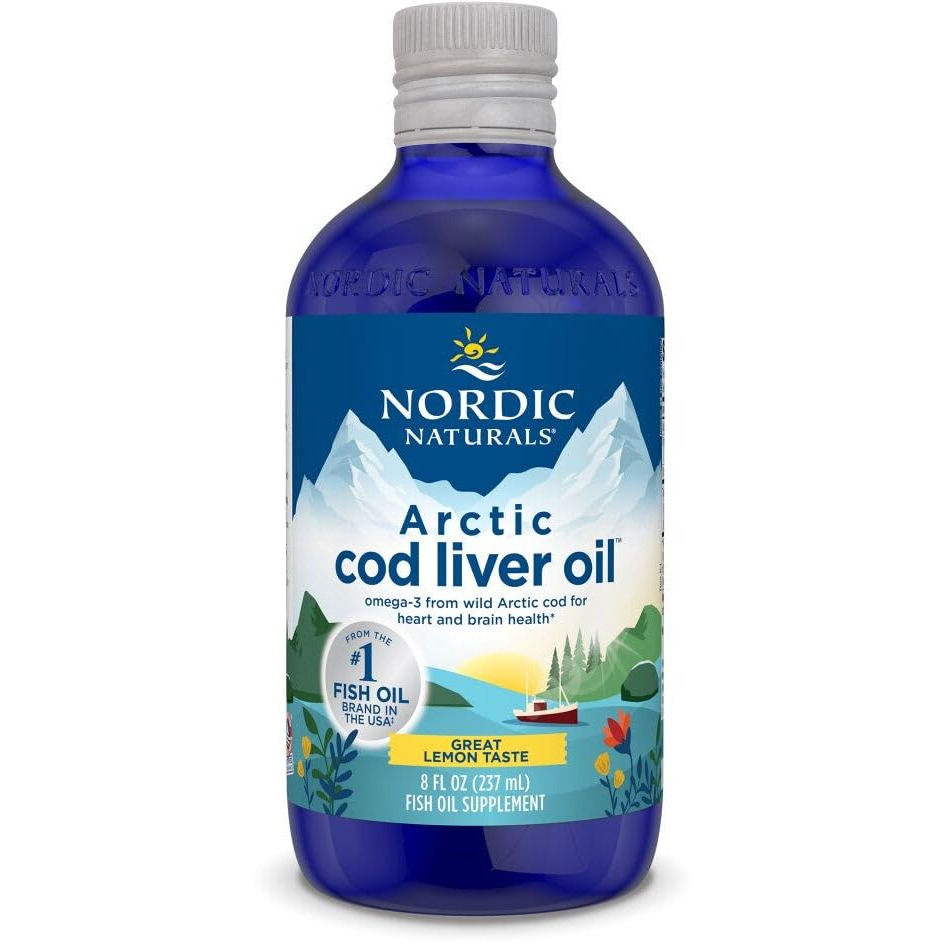 Nordic Naturals Arctic Cod Liver Oil | 1060 Mg Omega 3 Fish Oil Epa & Dha Supplement | Omega 3 Cod Liver Oil Liquid For Heart, Brain Health & Optimal Wellness | Flavour Lemon Fish Oil 8 Fl Oz (237 Ml)