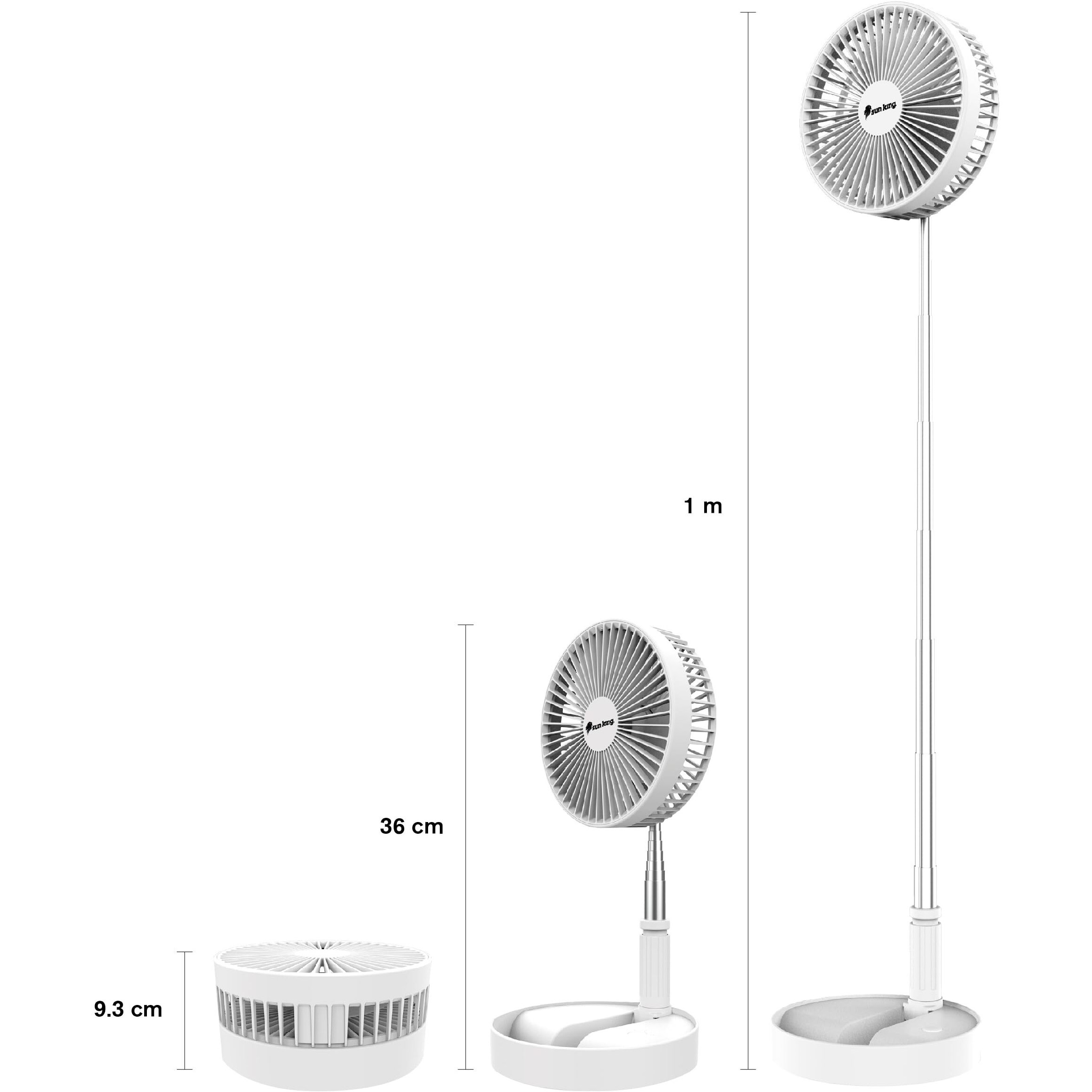 Sun King High Speed Foldable Table Fan, Pedestal Silent And Portable Fan With Usb Charging Feature