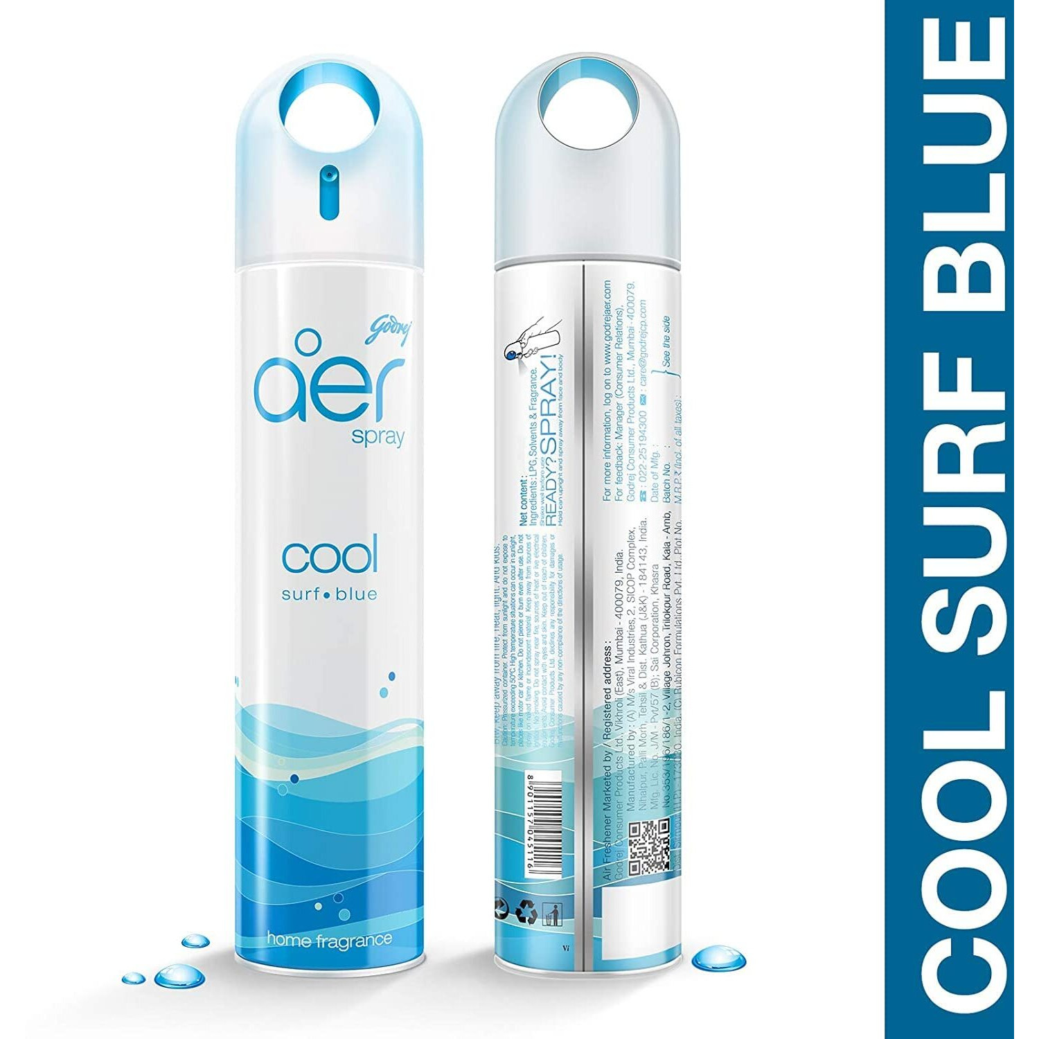 Godrej Aer Spray, Air Freshener For Home & Office - Cool Surf Blue & Fresh Lush Green | Long-Lasting Fragrance | Pack Of 2 (220 Ml Each)