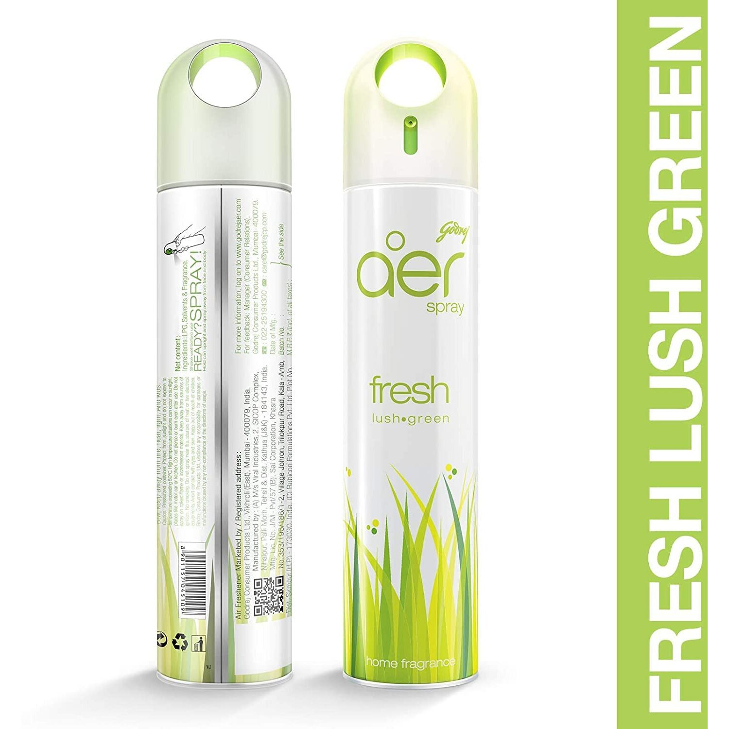 Godrej Aer Spray, Air Freshener For Home & Office - Cool Surf Blue & Fresh Lush Green | Long-Lasting Fragrance | Pack Of 2 (220 Ml Each)