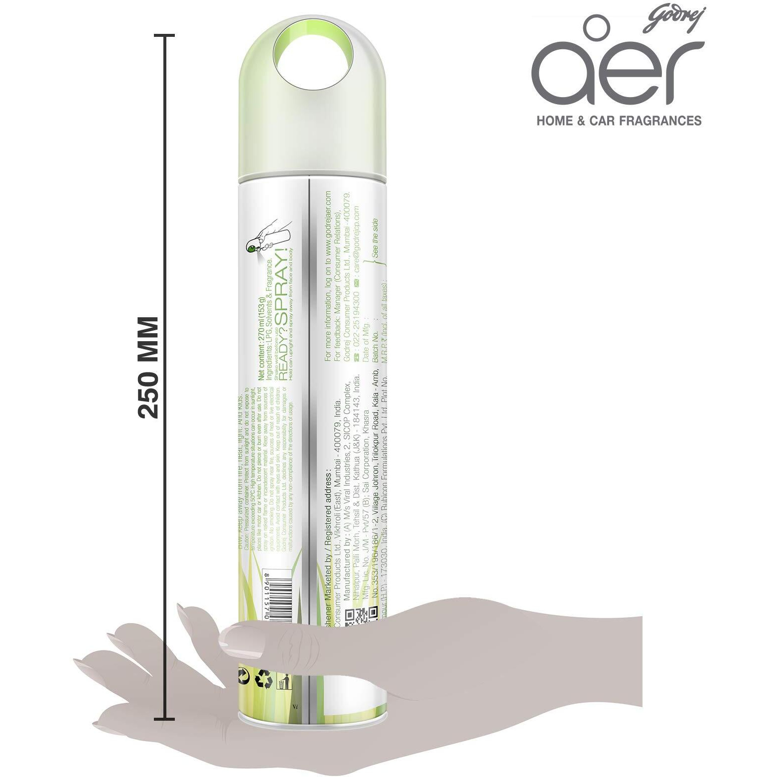 Godrej Aer Spray | Room Freshener For Home & Office - Fresh Lush Green | Pack Of 2 (220 Ml Each)| Long-Lasting Fragrance