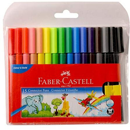 Faber-Castell Connector Pen Set - Pack Of 15 (Assorted)