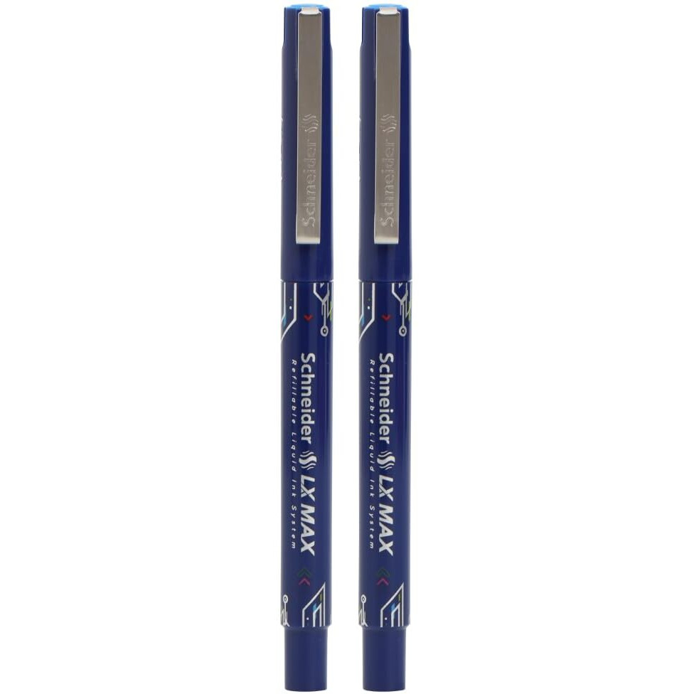 Luxor Schneider Lx Max Roller Ball Pen, Pack Of 2 - Blue, Needle Tip, 0.5Mm, 100% German Technology, 1000+ Mtrs Writing Length, Waterproof Ink, Ideal For Students & Professionals