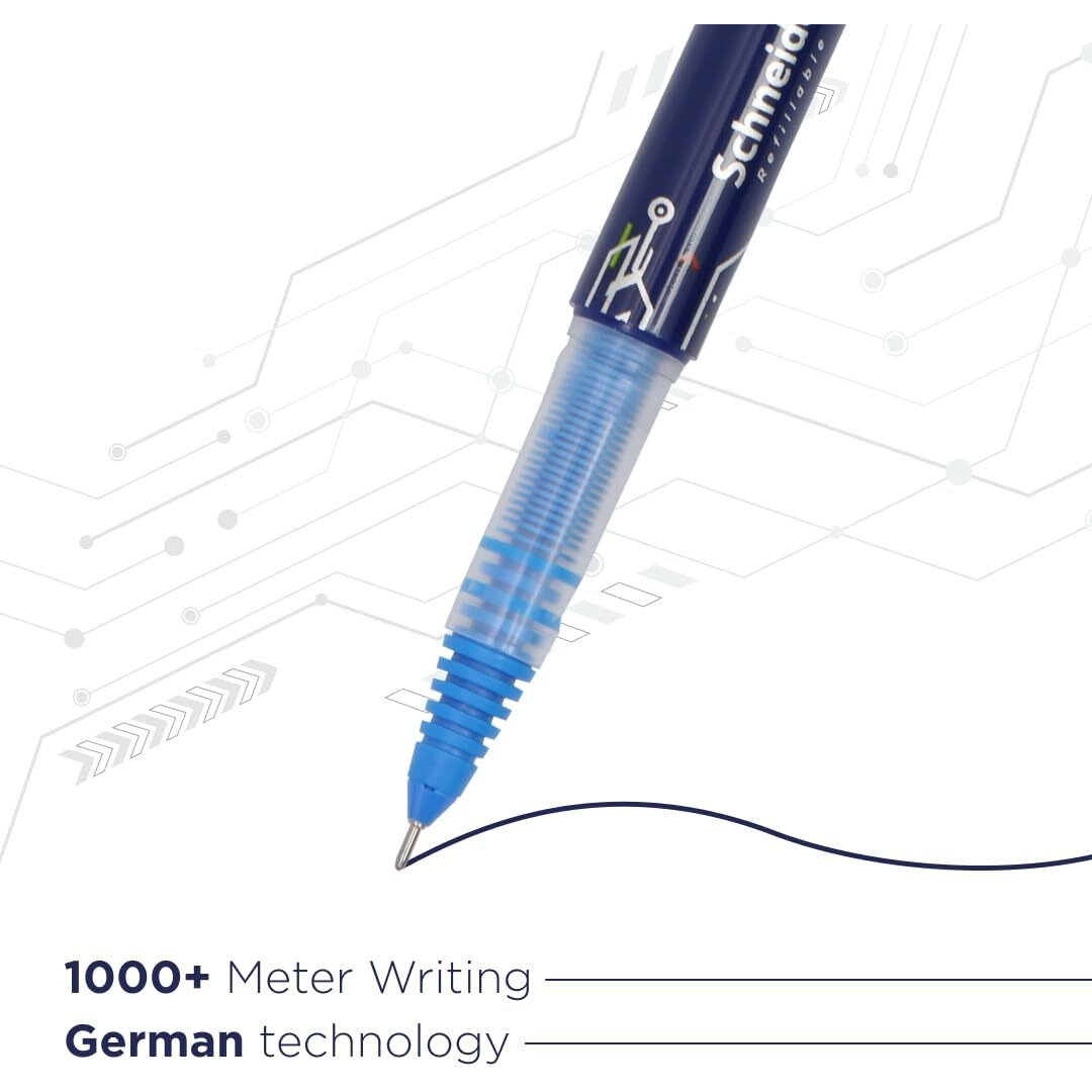 Luxor Schneider Lx Max Roller Ball Pen, Pack Of 2, 1 Blue+ 1 Black, Needle Tip, 0.5Mm, 100% German Technology, 1000+ Mtrs Writing Length, Waterproof Ink, Ideal For Students & Professionals