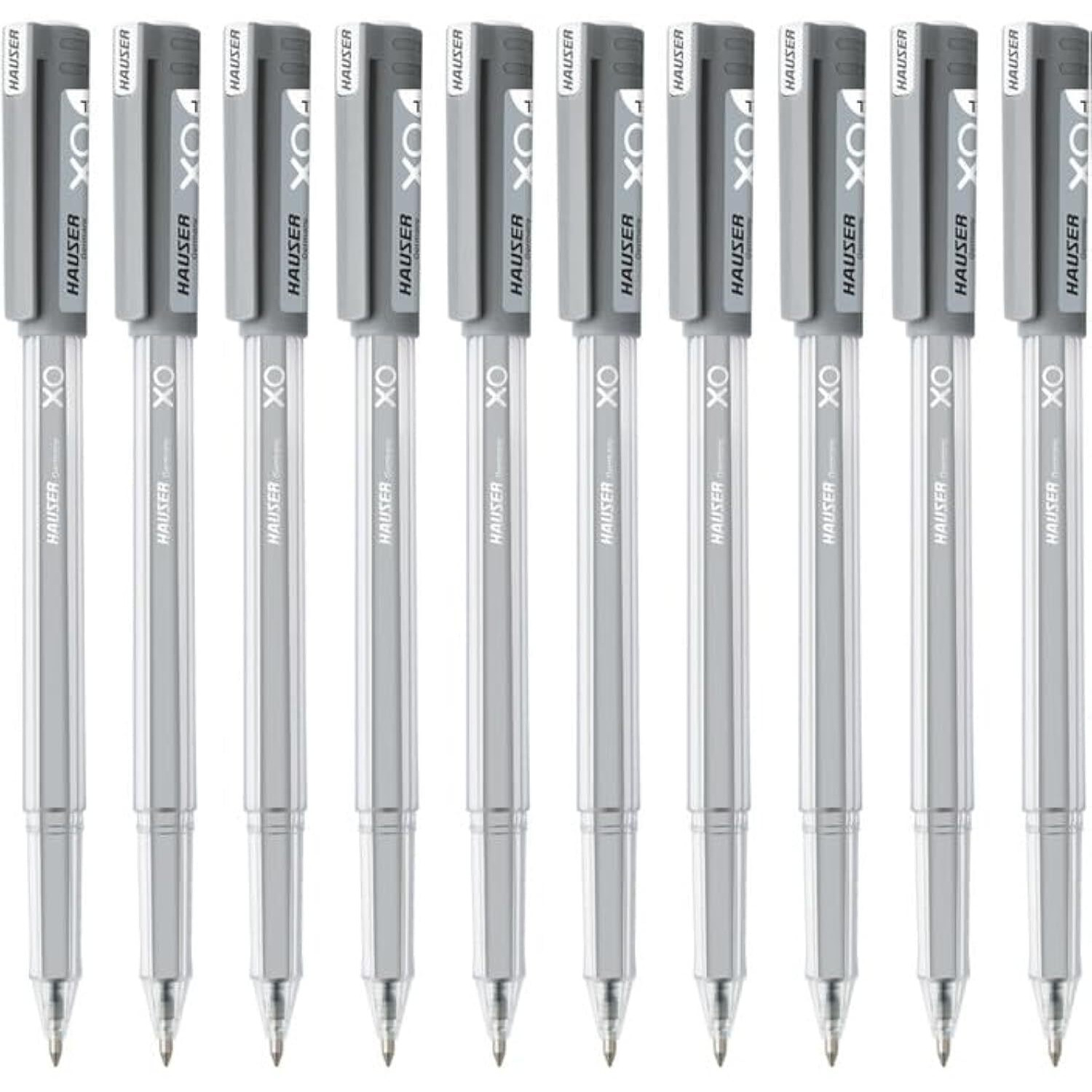 Hauser Germany Xo Jumbo 0.6 Mm Gel Pen | Quick Dry Ink With Long Writing Jumbo Refill | Transparent Body With Low-Viscosity Ink System, Smooth, Sturdy & Refillable Pen | Black Ink, Pack Of 20 Pens