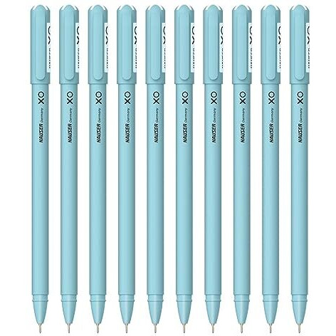 Hauser Xo 0.7Mm Ball Pen | Sleek Body & Minimalistic Design | Matt Finish | Solid Body Type | Low Viscosity Ink | Ultra Durable Tip | Blue Ink, Pack Of 20 Pens