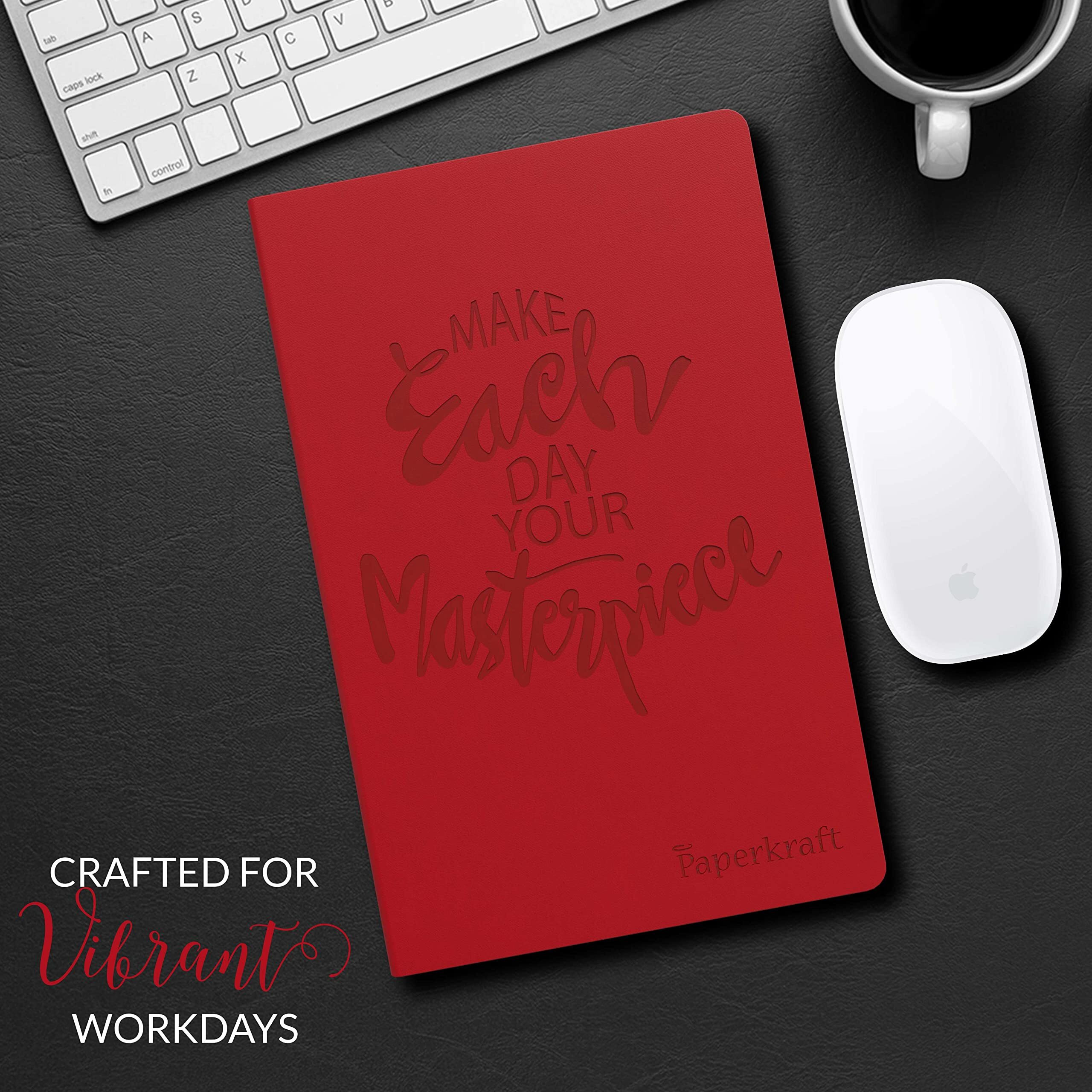 Paperkraft Designer Series With Pu Leather - Red Color, 192 Pages, Pack Of 1