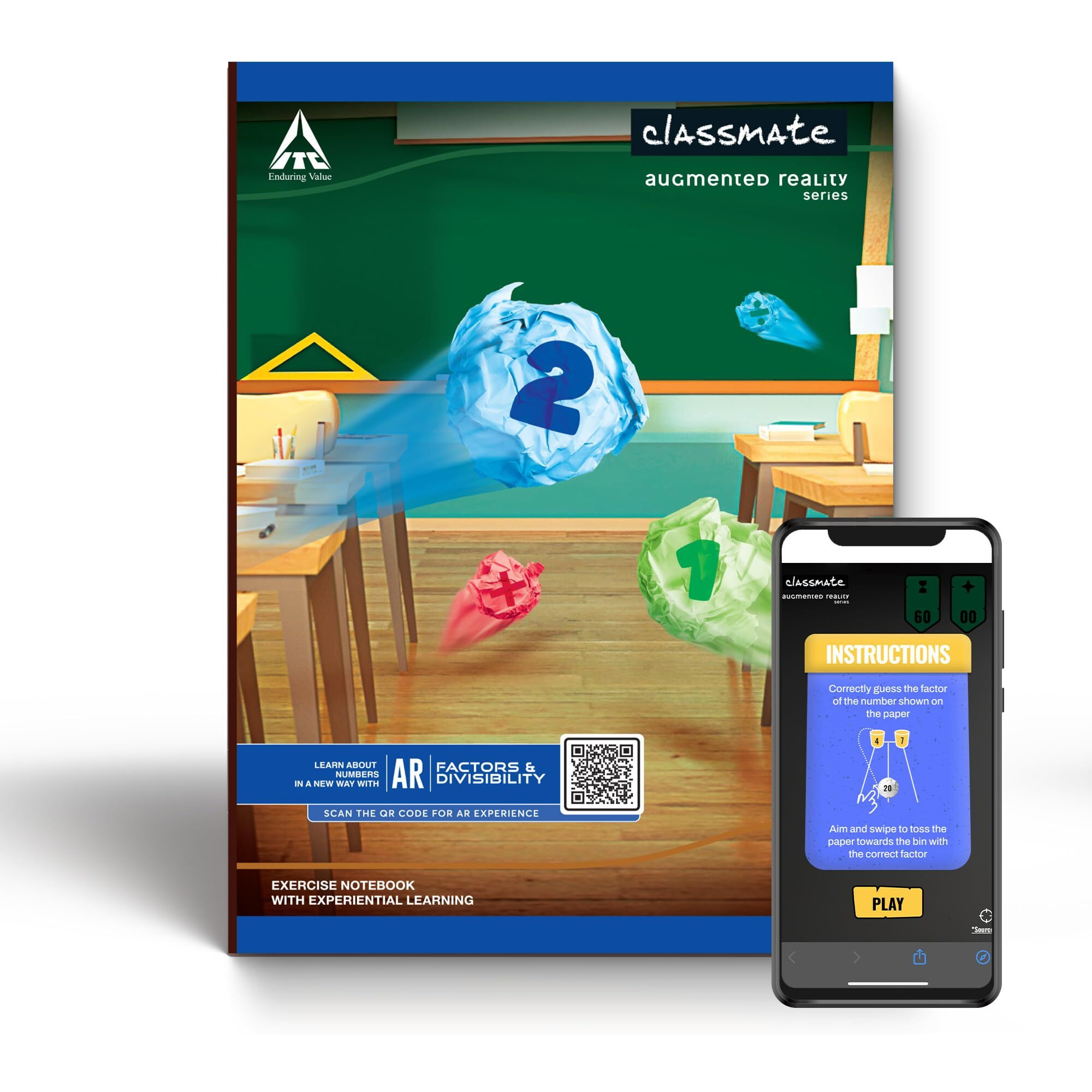 Classmate Augmented Reality Notebooks - 172 Pages | Pack Of 4 Short Size Unruled Notebooks For School Students | Immersive Ar Learning Experience | 24.0Cm X 18.0Cm | Unruled |