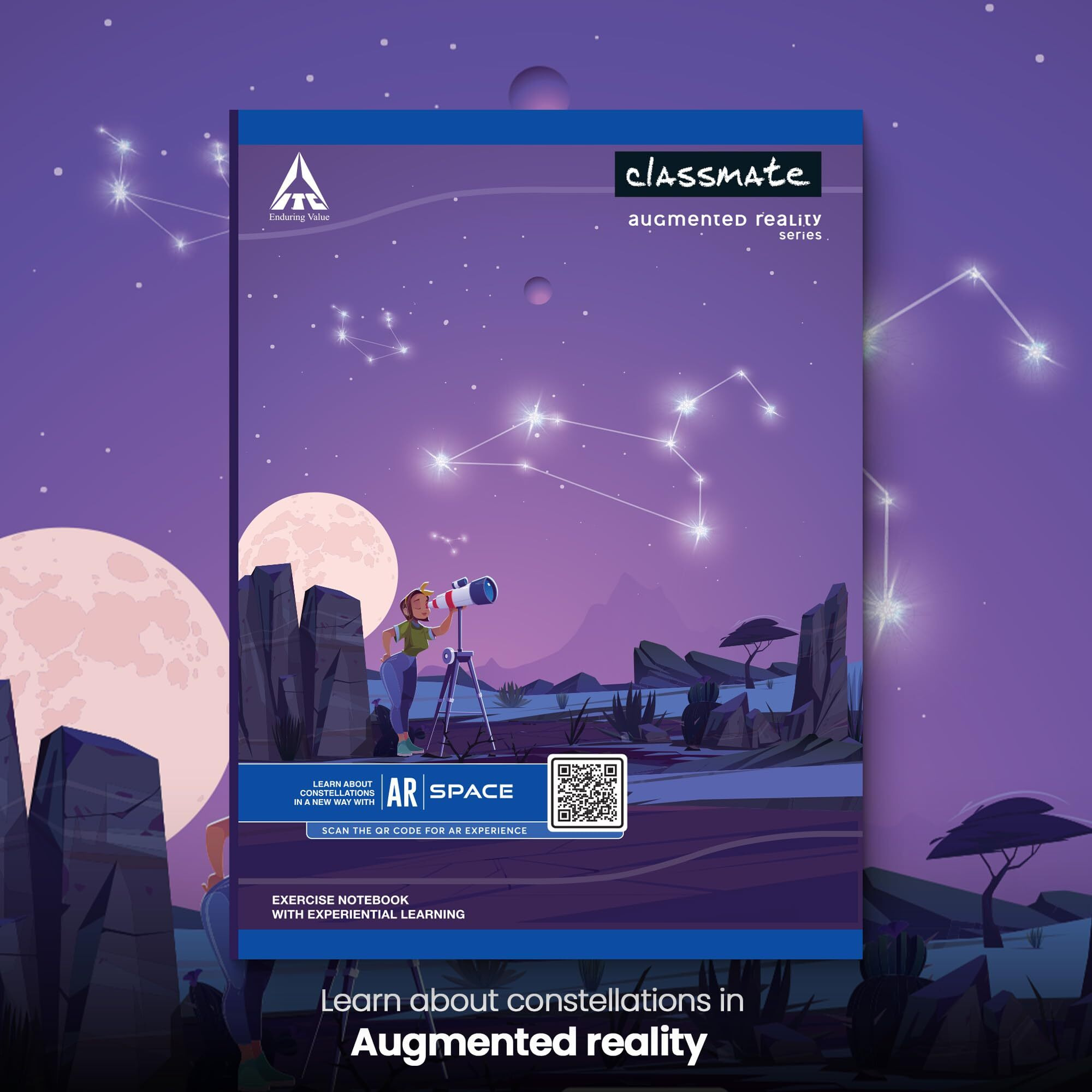 Classmate Augmented Reality Notebooks - 172 Pages | Pack Of 4 Short Size Unruled Notebooks For School Students | Immersive Ar Learning Experience | 24.0Cm X 18.0Cm | Unruled |