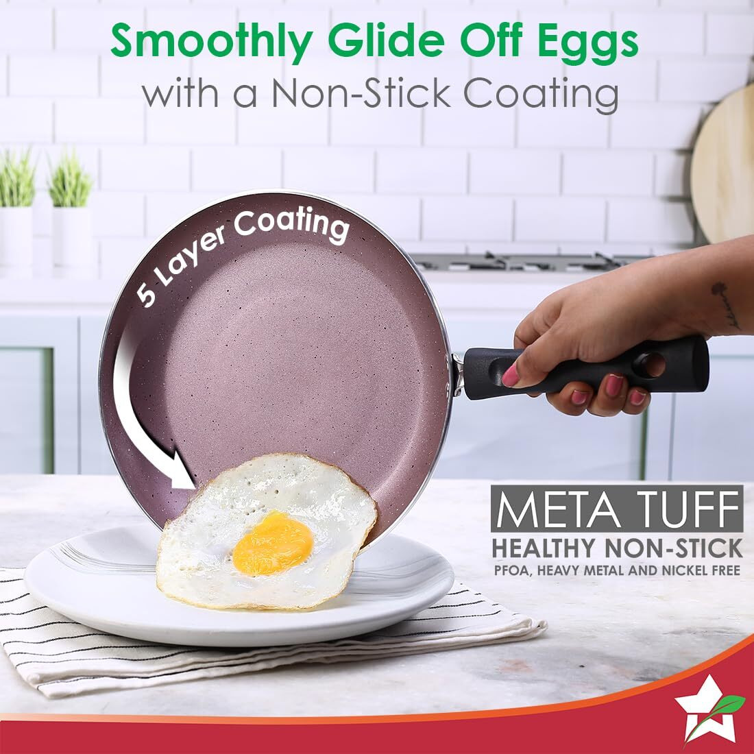 Wonderchef Valencia Non-Stick Fry Pan | Cool Touch Bakelite Handle | Pure Grade Aluminium| Pfoa Free | 1.5 Litres Capacity | Size 24 Cm | 1 Year Warranty | Purple