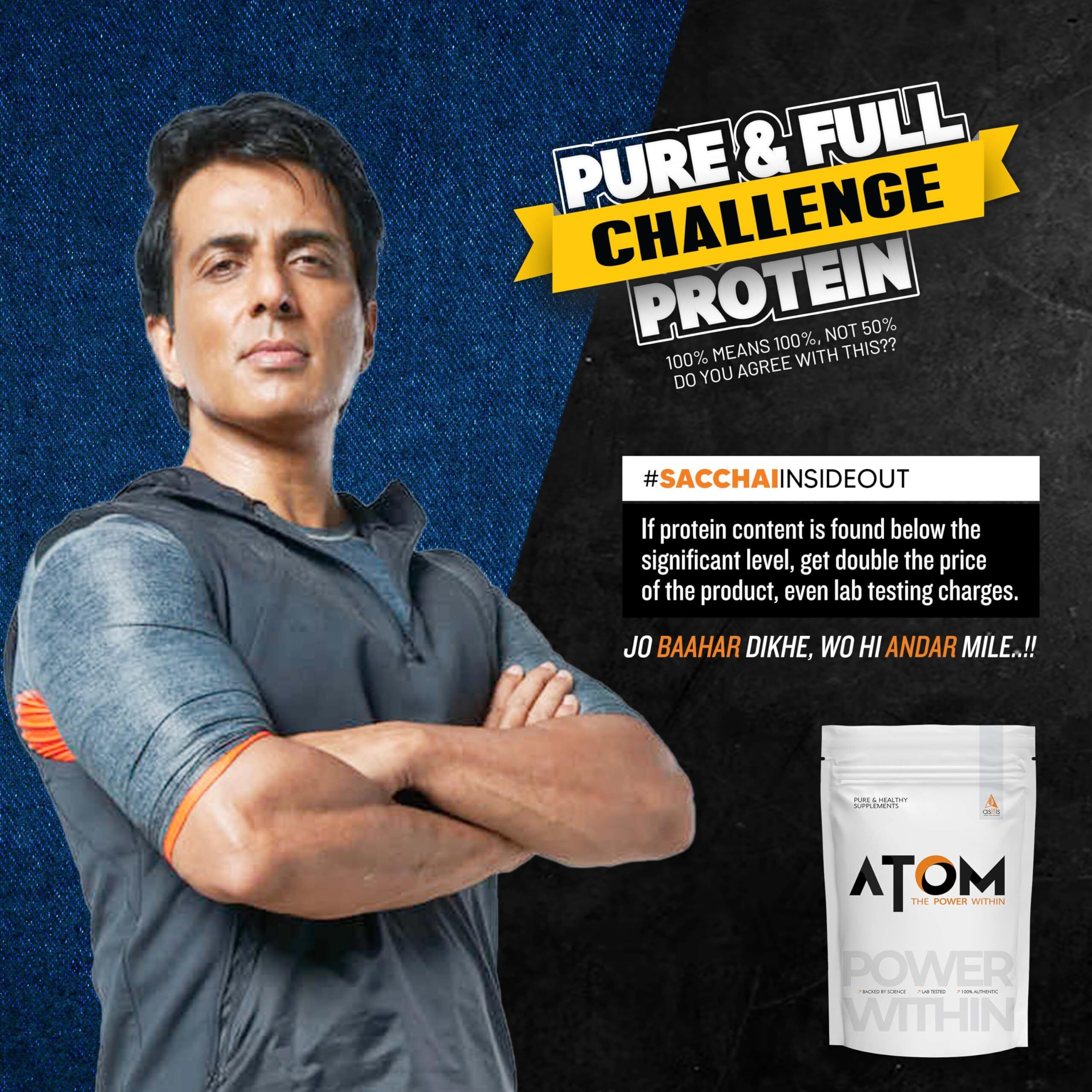 Asitis Nutrition Atom Whey Protein Isolate 2Kg | 30G Protein, 6.1G Bcaa & 13G Eaa | Ultra Pure-Fast Acting Protein | Double Rich Chocolate Flavor