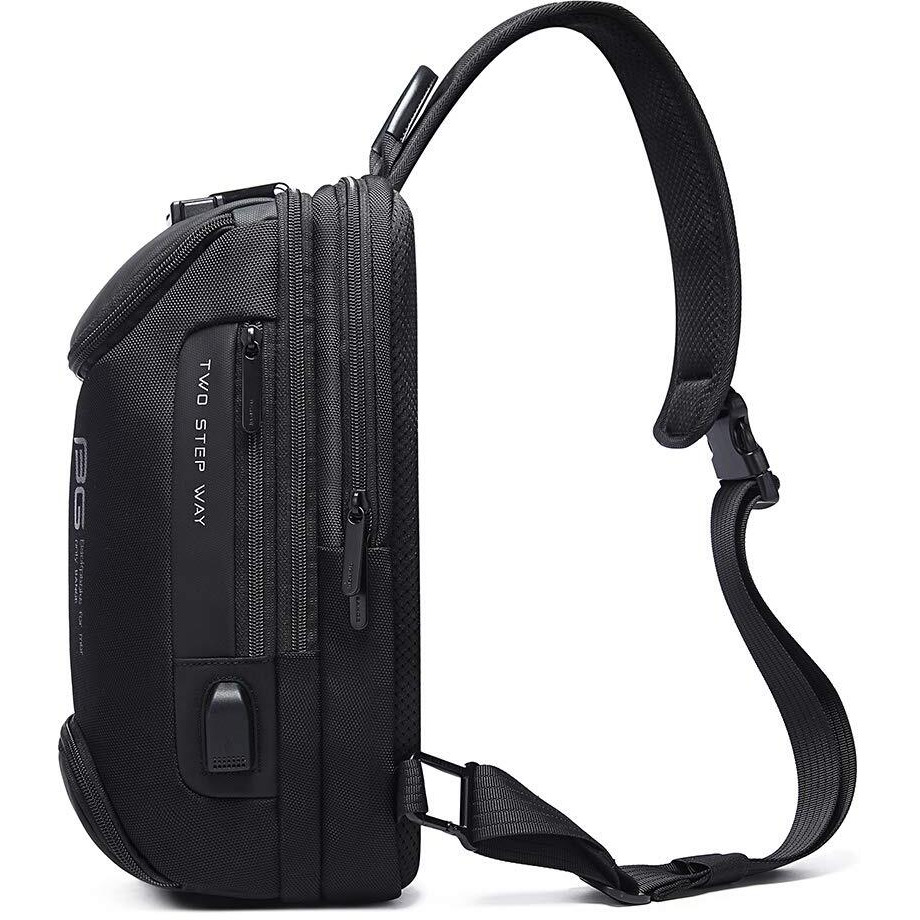 Red Lemon Unisex-Adult Bange Waterproof Anti -Thief Password Zipper Lock Crossbody Bag With Usb Charging Chest Bag Shoulder Bag Sling Bag (Black)