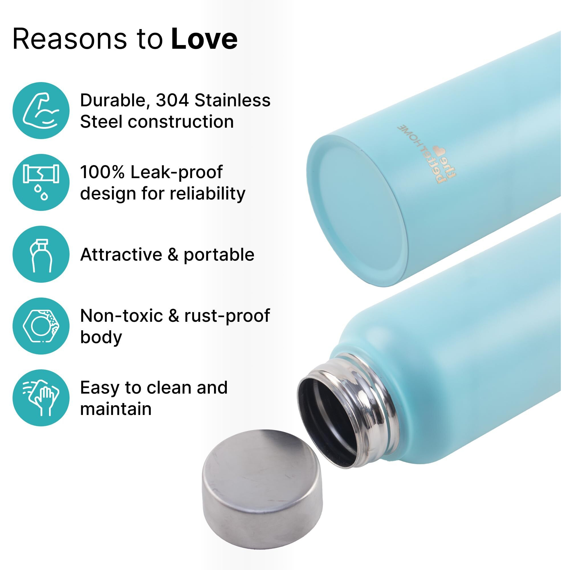 The Better Home Stainless Steel Water Bottle 1 Litre | Leak Proof, Durable & Rust Proof | Non-Toxic & Bpa Free Steel Bottles 1+ Litre | Eco Friendly Stainless Steel Water Bottle (Pack Of 1)