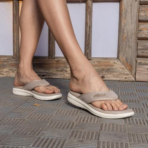 Solethreads Grace V| Stylish | Comfy | Super Soft | Ultra-Light | Phylon | Slippers | Flip Flops For Women | Uk4 | Beige